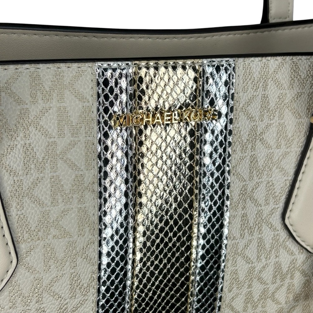 NWT MK Sheila Large Signature Logo and Metallic Tote Bag - Picture 5 of 10